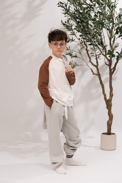 Spodnie dresowe dziecięce Soft Grey | polska bawełna premium | Habi Kids