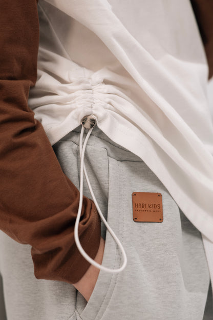 Longsleeve dziecięcy Raglan Off White & Chocolate | Habi Kids