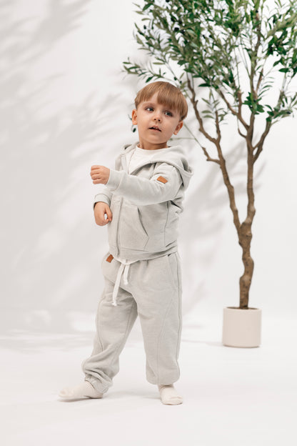 Bluza dziecięca z kapturem Soft Grey | polska bawełna premium | Habi Kids