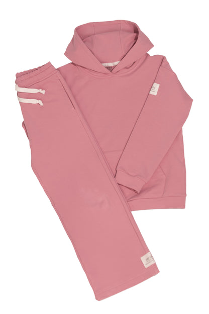 Komplet dresowy dziecięcy Dusty Rose | Bluza + spodnie wide leg | Habi Kids