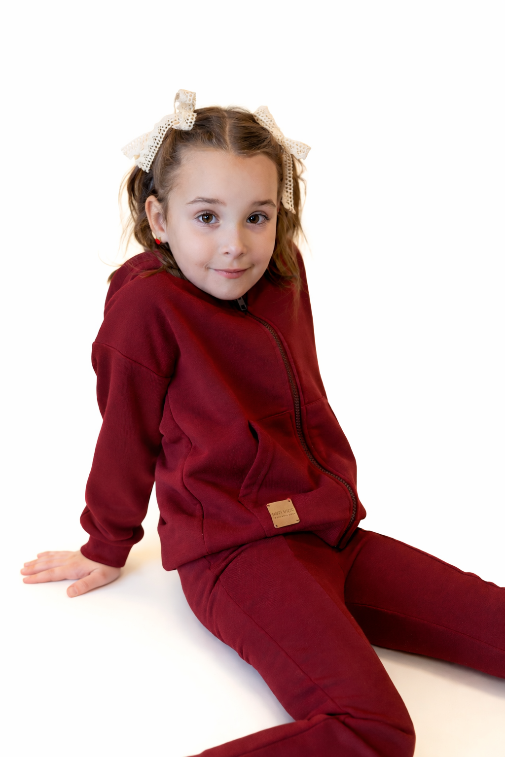 Bluza dresowa dziecięca z kapturem bordo | Habi Kids
