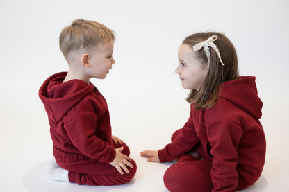 Bluza dresowa dziecięca z kapturem bordo | Habi Kids