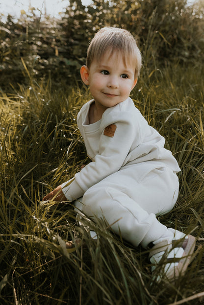 Komplet dresowy dziecięcy gładki beżowy | Habi Kids