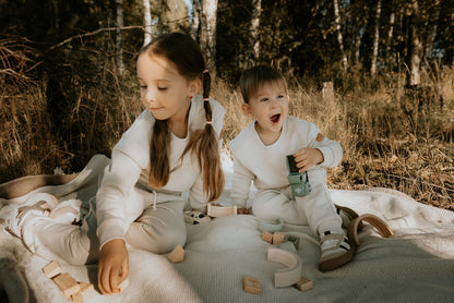 Komplet dresowy dziecięcy gładki beżowy | Habi Kids