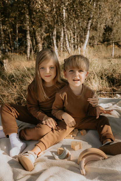 Bluza dresowa dziecięca gładka brązowa | Habi Kids