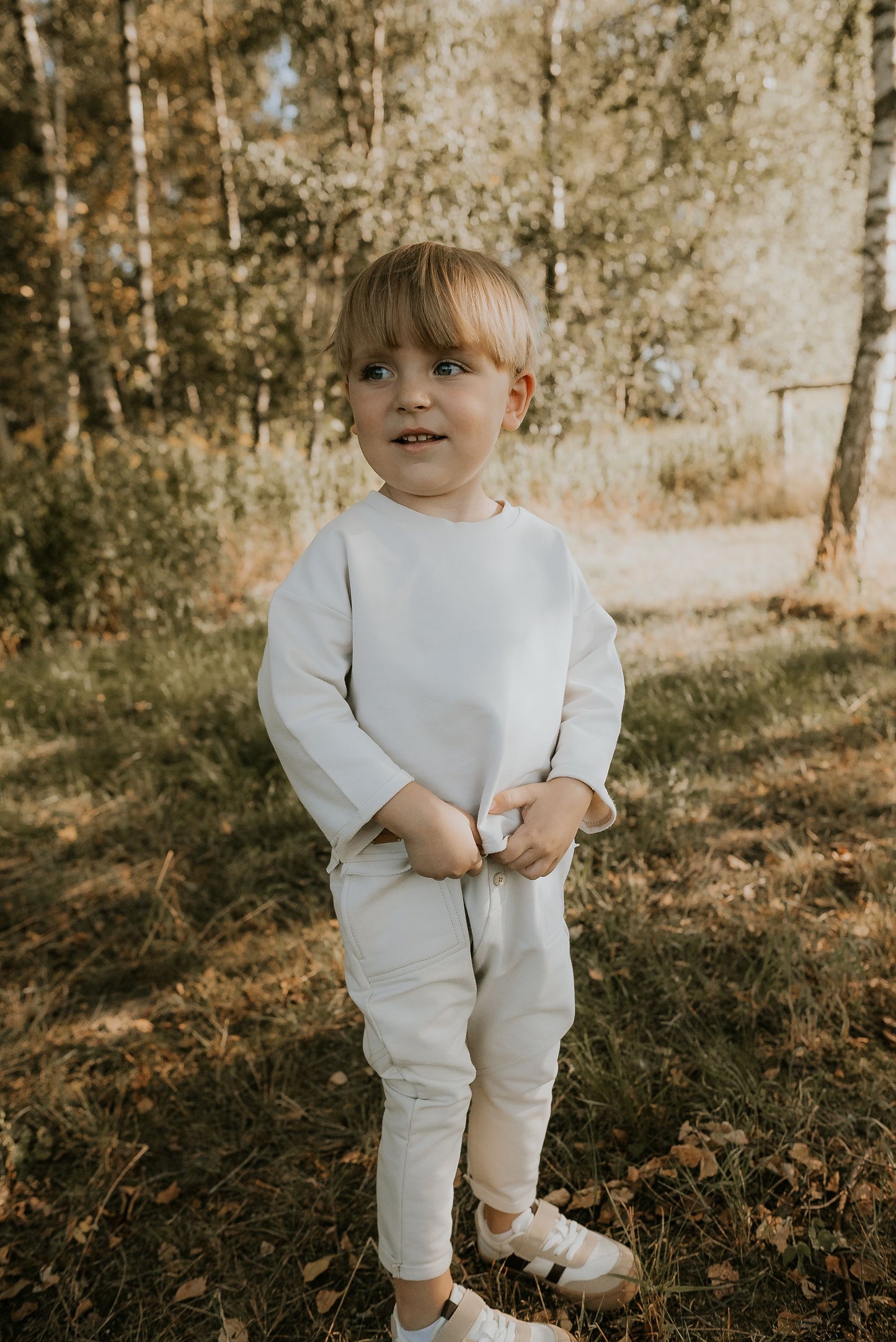 Spodnie dziecięce retro beżowe baggy  | Habi Kids
