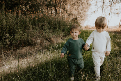 Komplet dziecięcy retro beżowy | bluza + spodnie | Habi Kids