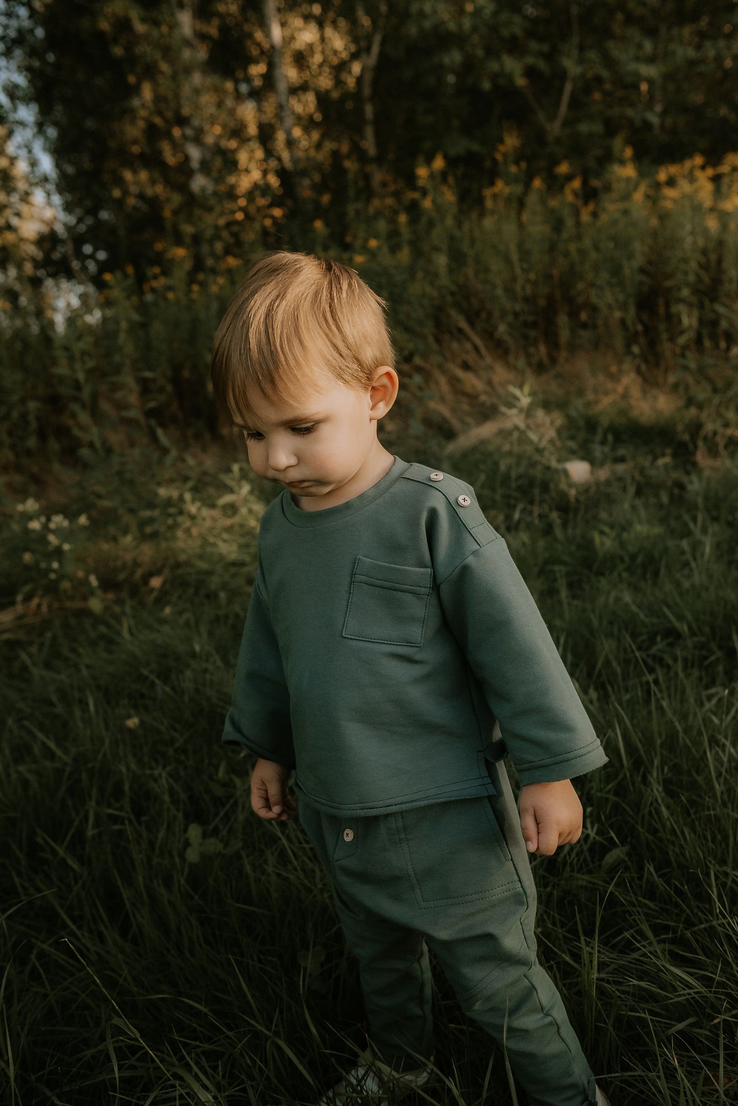Komplet dziecięcy retro zielony | bluza + spodnie | Habi Kids