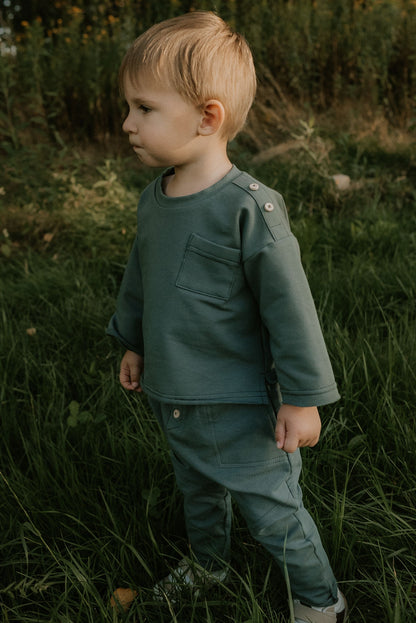 Spodnie dziecięce retro zielone baggy  | Habi Kids