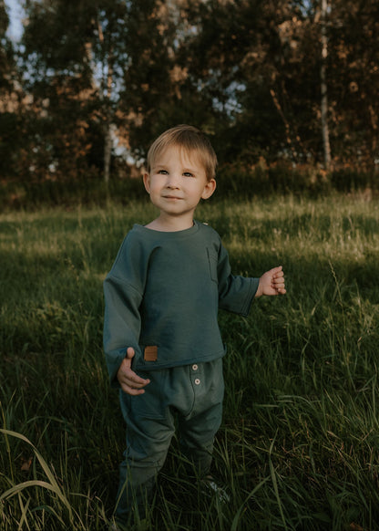 Bluza dziecięca oliwkowa z kieszonką | Habi Kids