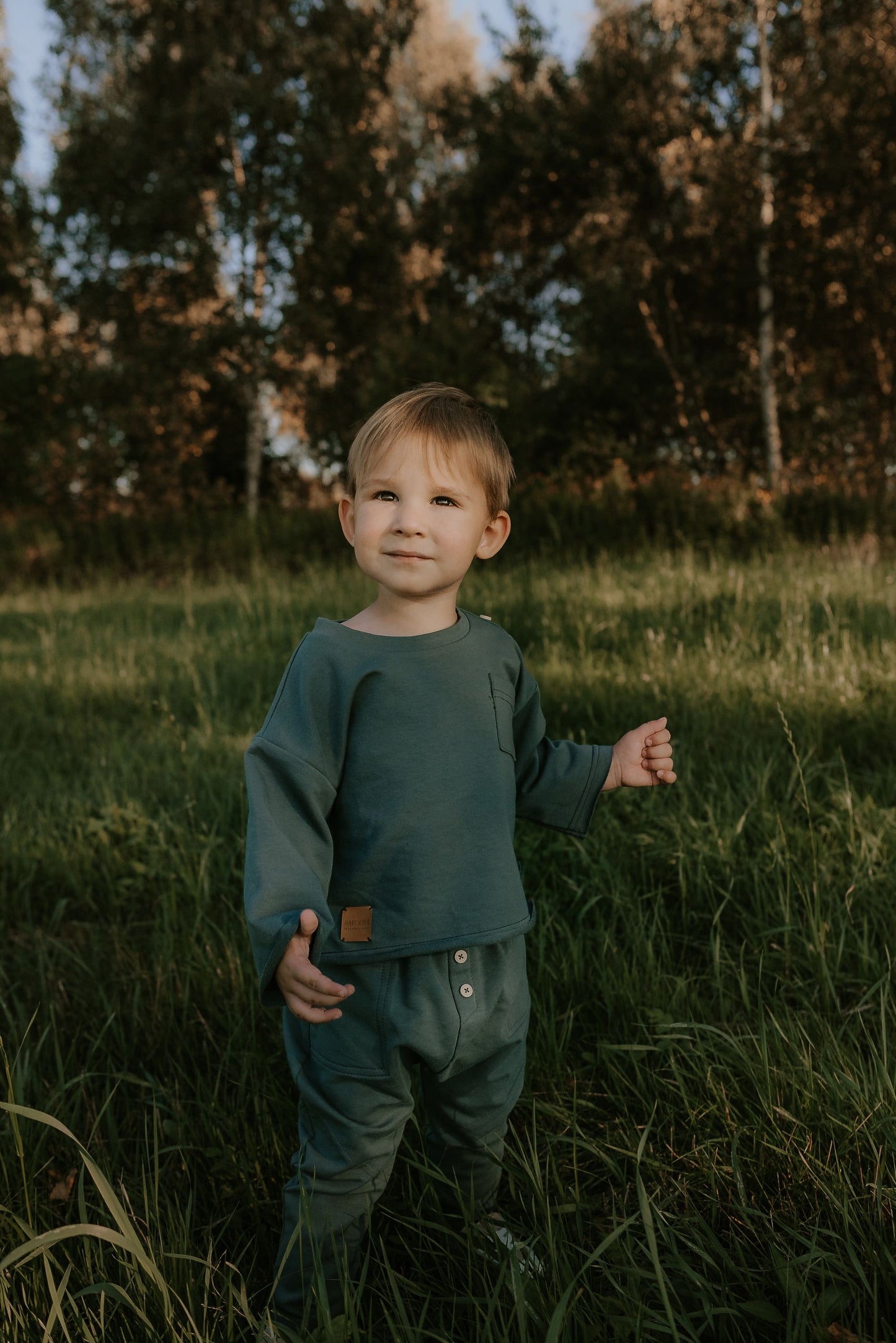 Spodnie dziecięce retro zielone baggy  | Habi Kids