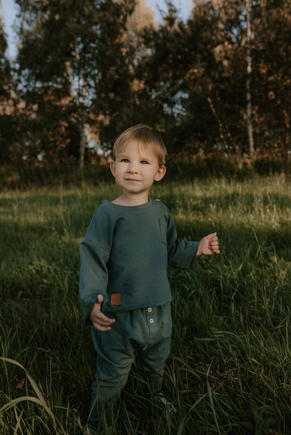Spodnie dziecięce retro zielone baggy  | Habi Kids