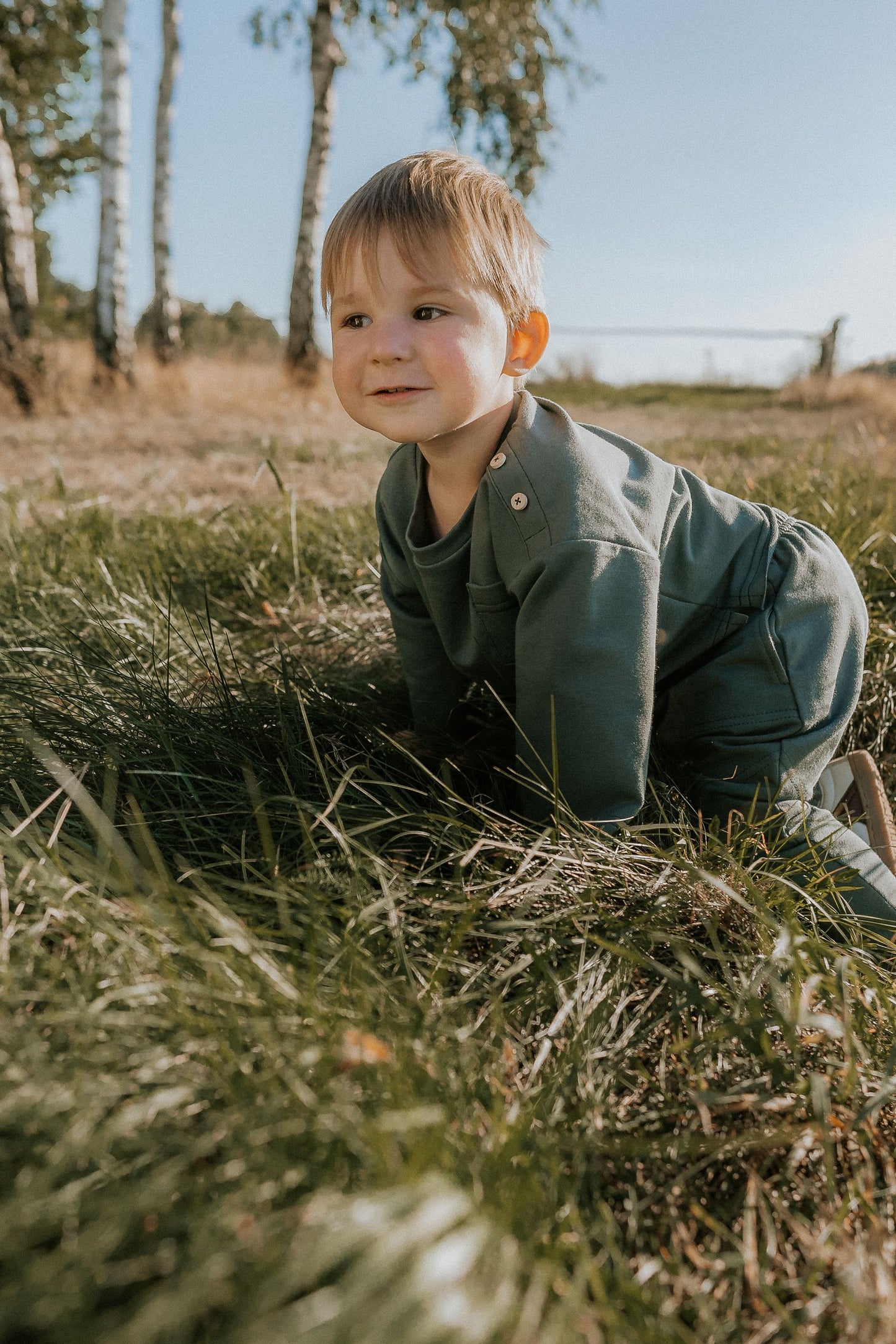 Spodnie dziecięce retro zielone baggy  | Habi Kids