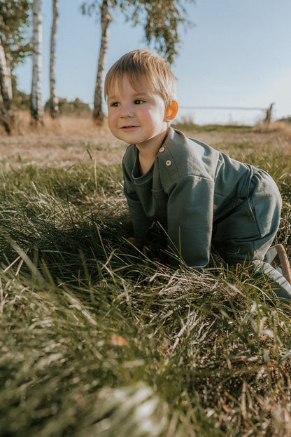 Komplet dziecięcy retro zielony | bluza + spodnie | Habi Kids