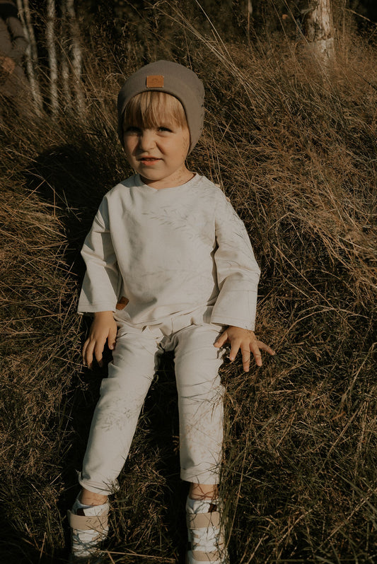 Komplet dziecięcy retro beżowy | bluza + spodnie | Habi Kids