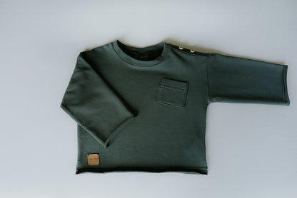 Bluza dziecięca oliwkowa z kieszonką | Habi Kids