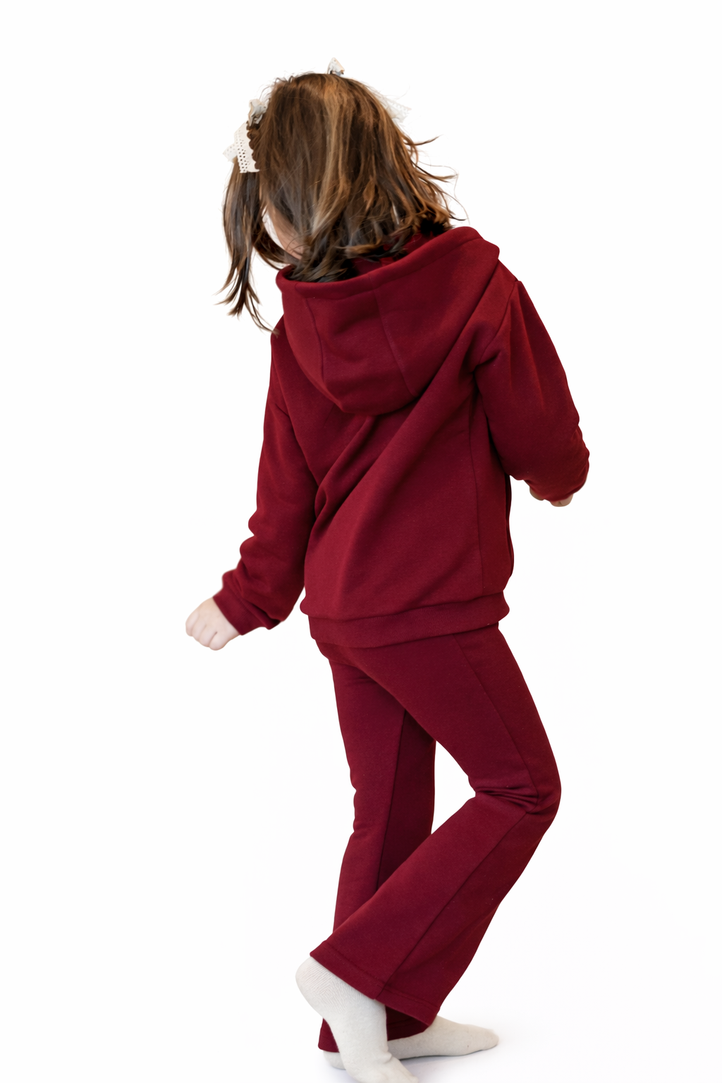 Spodnie dzwony dziecięce bordo z rozcięciem | Habi Kids