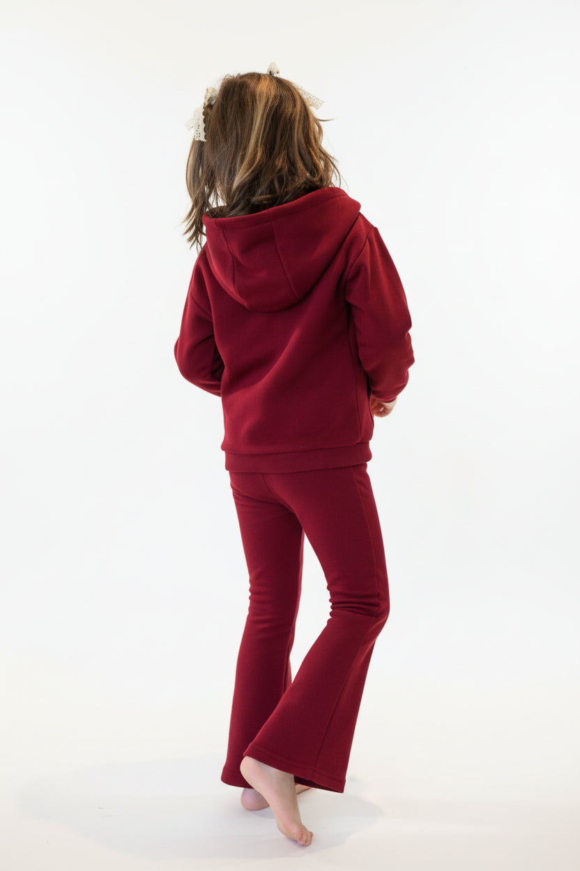 Bluza dresowa dziecięca z kapturem bordo | Habi Kids