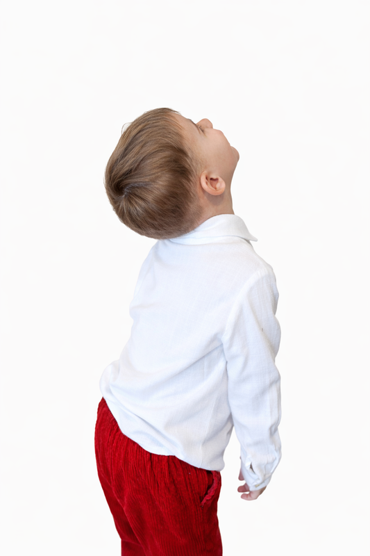 Koszula lniana dziecięca z drewnianymi guzikami | Naturalny len | Habi Kids